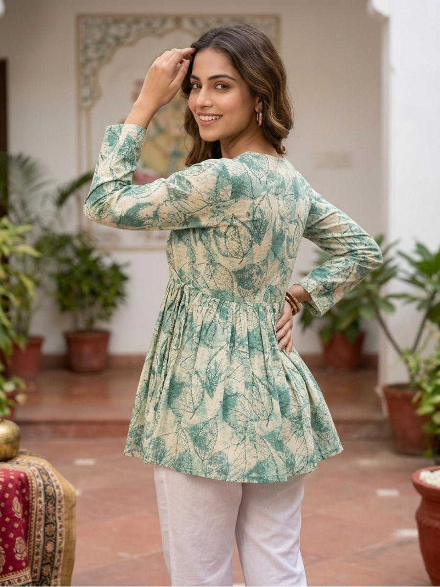 GREEN SHORT KURTI
